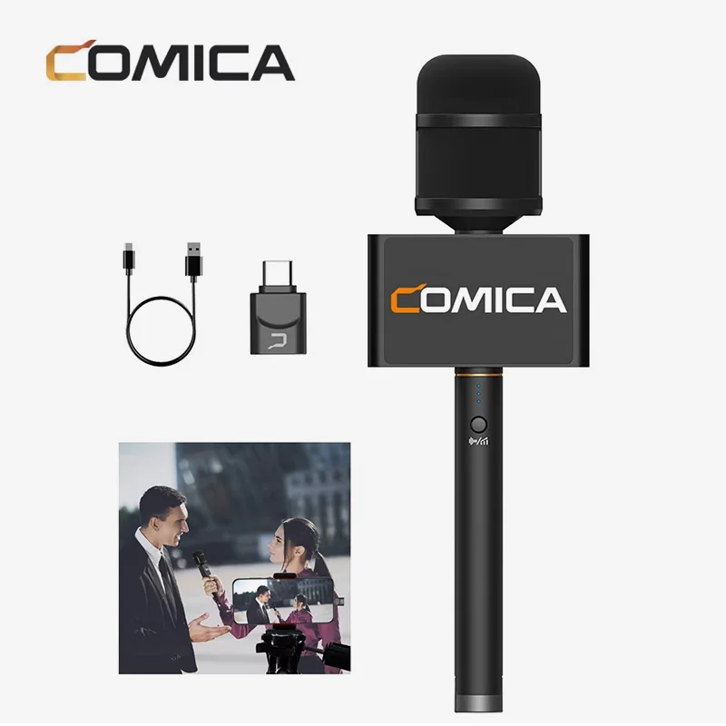 COMICA Revo S 48kHz/24bit 무선 인터뷰용 마이크 스마트폰용 노이즈 제거 카디오이드 폴라 패턴 핸드헬드 마이크