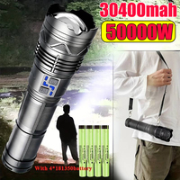 50000W White Laser LED Flashlight USB Rechargeable Zoomable lamp Torch With 30400mah Battery Emergency lantern Outdoor 10000M