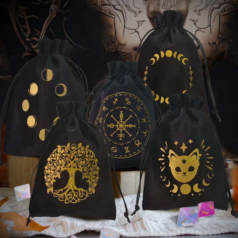 Tarot Card Bag Velvet Pouch Drawstring Bag Crystal Dice Storage Pouch Home Accessories