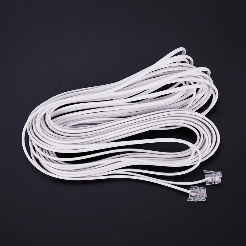 【NEW】4Pcs 10M RJ11 Telephone Connector Extension Cable White