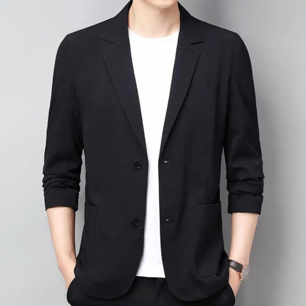 Summer Men Thin Blazer Coat Men\'s Suit Jacket Autumn Linen Solid Color Casual Suit Korean Slim Fit Formal Business Suit Jacket