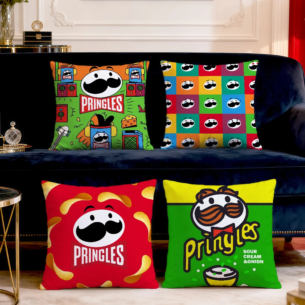 Fashion Funny Meme Art P-Pringles M-Man-Chips Soft Pillow Cover Sofa Home Living Room Decor Protective Covers Hogar Pillowcase