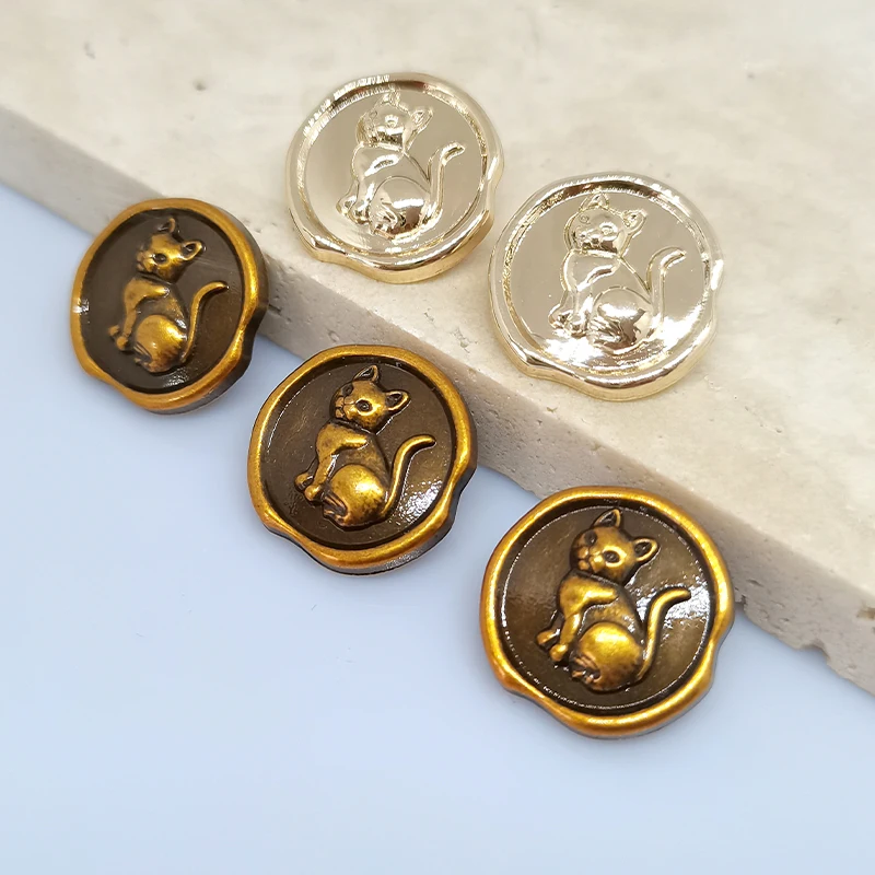 17.5/25MM Cute Vintage Cat Design Metal Buttons Of Clothing Wholesle Fashion Decor High Quality Button For Women Dress Sewing