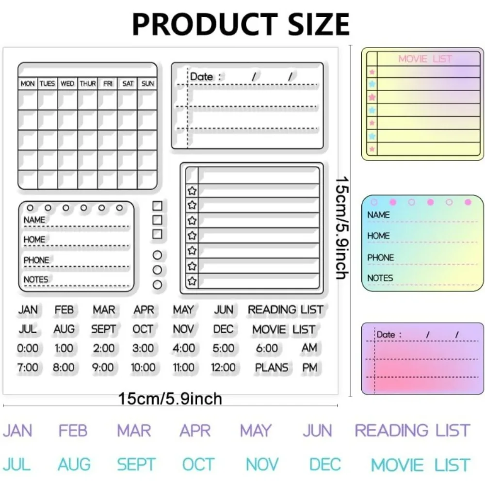 1pc Planning Calendar Plan Clear Stamps Schedule Stamps Calendar Silicone Clear Stamp Seals for DIY Scrapbooking Photo Album