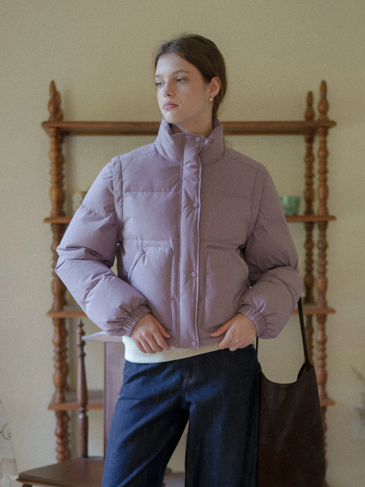 

Двусторонняя носимая куртка-жилет из гусиного пуха MarchNoon с 90% белым гусиным пухом, воротником-стойкой, теплая, из полиэфирного волокна