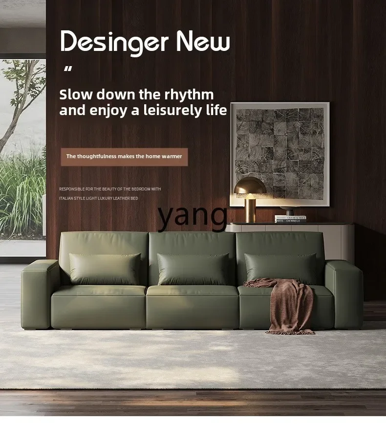cx Italian minimalist leather sofa living room small apartment first layer cowhide full leather sofa