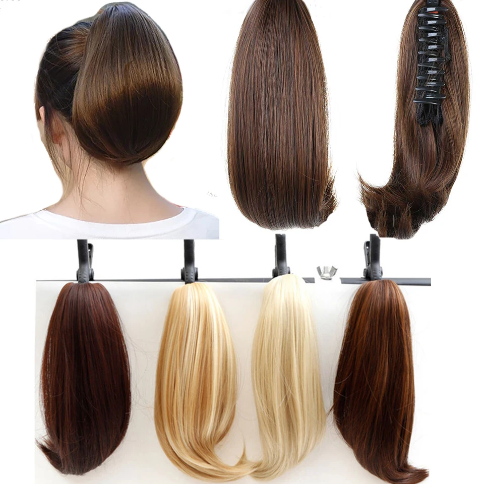 NC Synthetische Frauen Klaue auf Pferdeschwanz Clip in Haar Extensions gerade Pony Schwanz Haarteil Schwarz Braun Blonde Frisuren haar