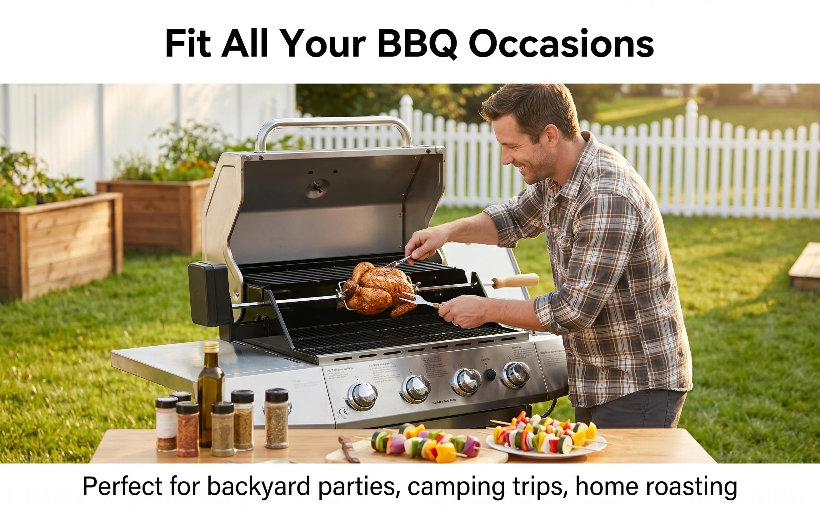 Auto-Rotating BBQ Skewers  Electric Self-Turning Kebab Sticks for Perfect Camping Grilling