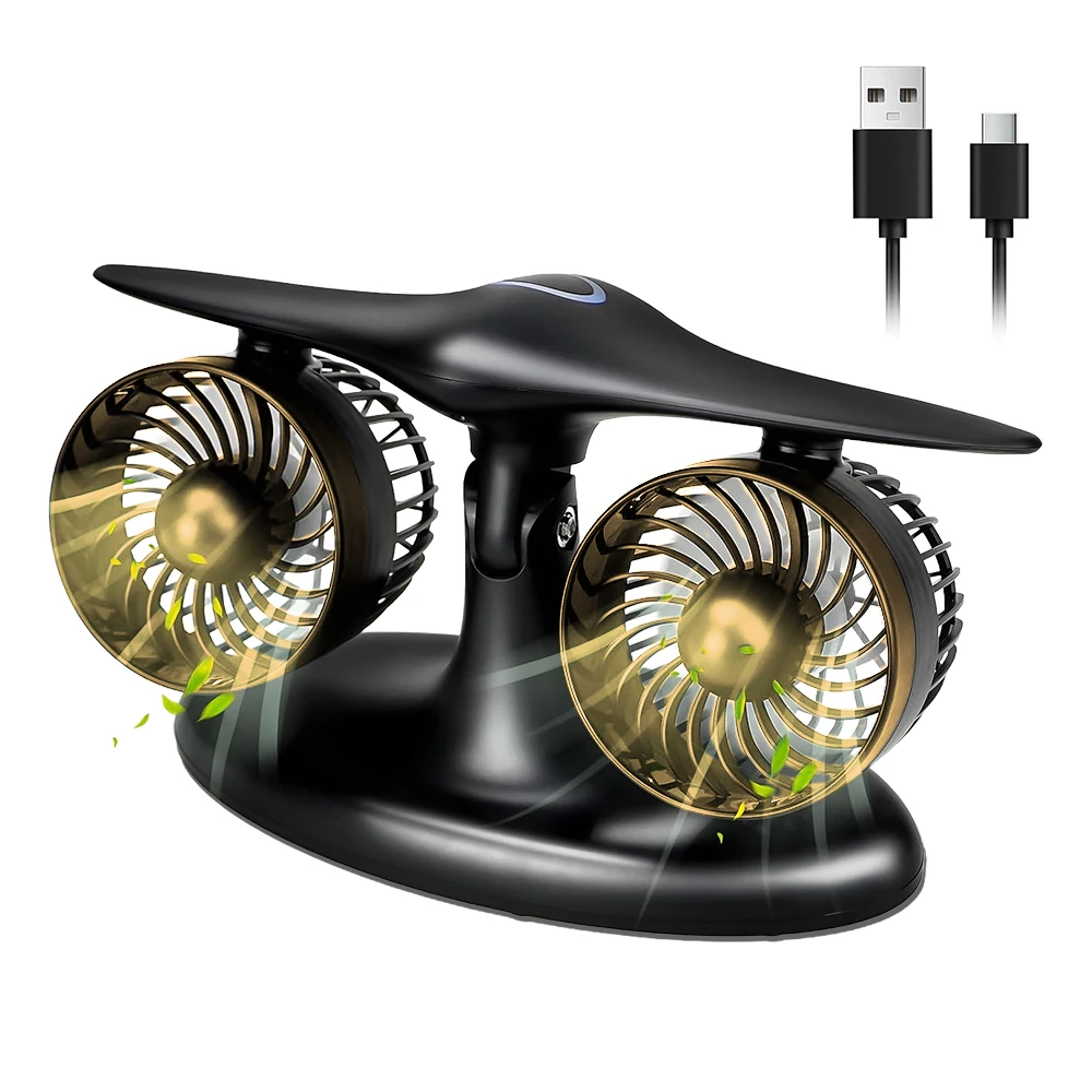 

Car Fan Cooling Fan Dual Head Engine Jetfan 3-Speed Touch Control Desktop Fan 8000mAh Rechargeable Battery Table Fan Air Cooler