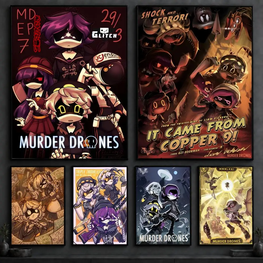 Anime M-Murder DronesS Poster Art  Self-Adhesive No Glue Residue Wall Decor for Bedroom Living Room