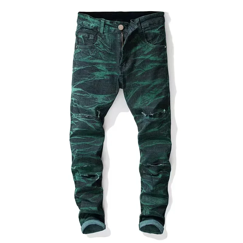 EH·MD® 3D Texture Camouflage Jeans Men's High Street High-end Pure Cotton Zipper Personalized Stretch Comfortable Pants 2020 New
