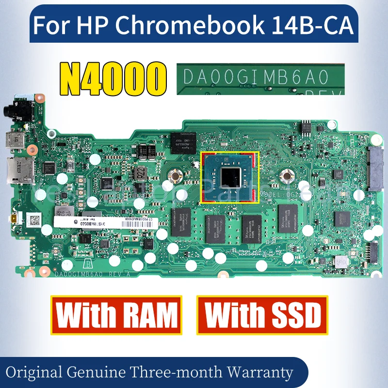 DA00GIMB6A0 For HP Chromebook 14B-CA Laptop Mainboard SR3S1 N4000 With RAM SSD Notebook Motherboard 100％ Tested