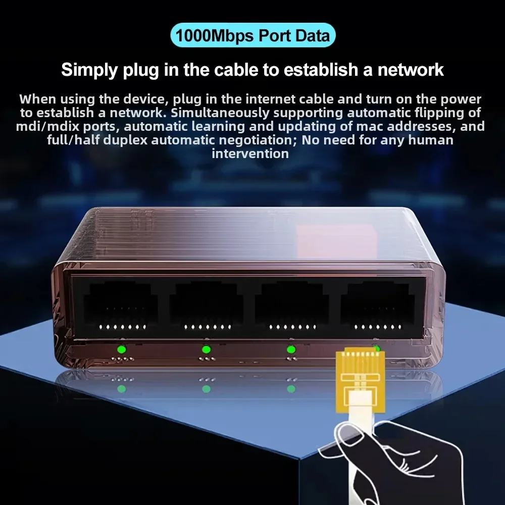1000Mbps محول الشبكة 5 منافذ RJ45 LAN مهايئ توزيع كامل/نصف دوبلكس الإنترنت الفاصل إيثرنت الذكية الجلاد لجهاز التوجيه PC