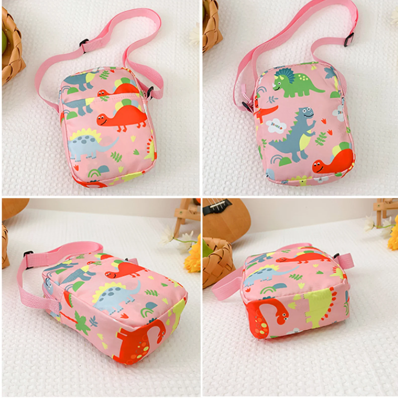 Children Messenger Bag Cute Cartoon Dinosaur Mini Crossbody Shoulder Bag for Baby Girls Boys Coin Purse Zipper Money Phone Pouch