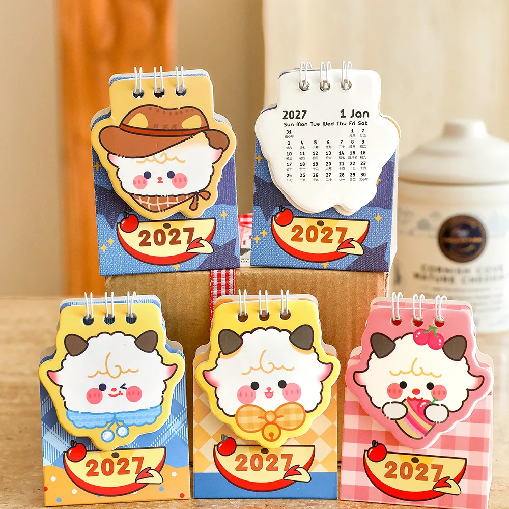 2027 Year Desk Calendar Cute Lamb Cartoon the Sheep Table Calendar Daily Check In Planner Student Small Gift