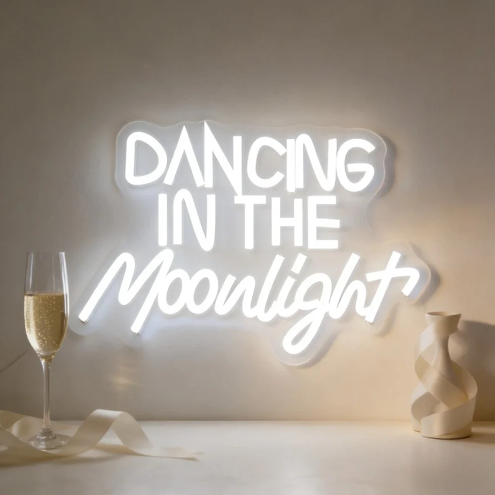 Dancing In The Moonlight Neon Sign LED Romantic Quote Wall Art Battery USB Operated Aesthetic Bedroom Decor Party Wedding Gift