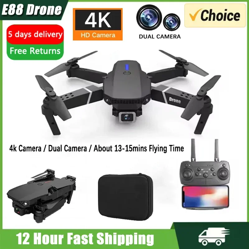 E88Pro RC Drone 4K Professinal With 1080P Wide Angle Dual HD Camera Foldable RC Helicopter WIFI FPV Height Hold Apron Sell Gift