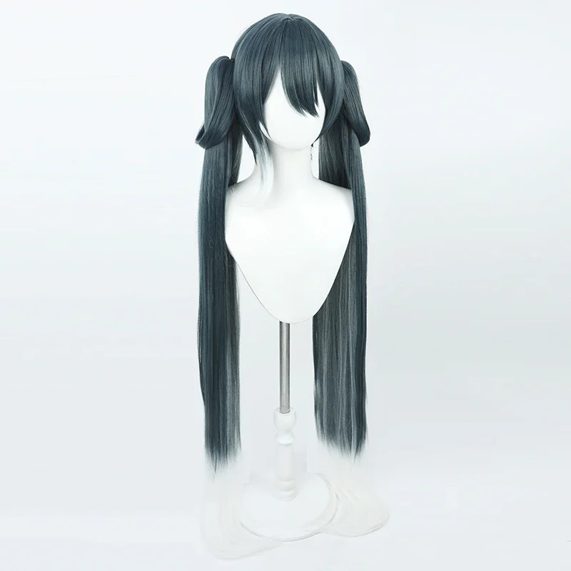 Synthetic Hair 65cm Ponytail Cosplay Wigs Anime Role Play Long Straight Dark Gray Gradient White Cos Wig Heat Resistant