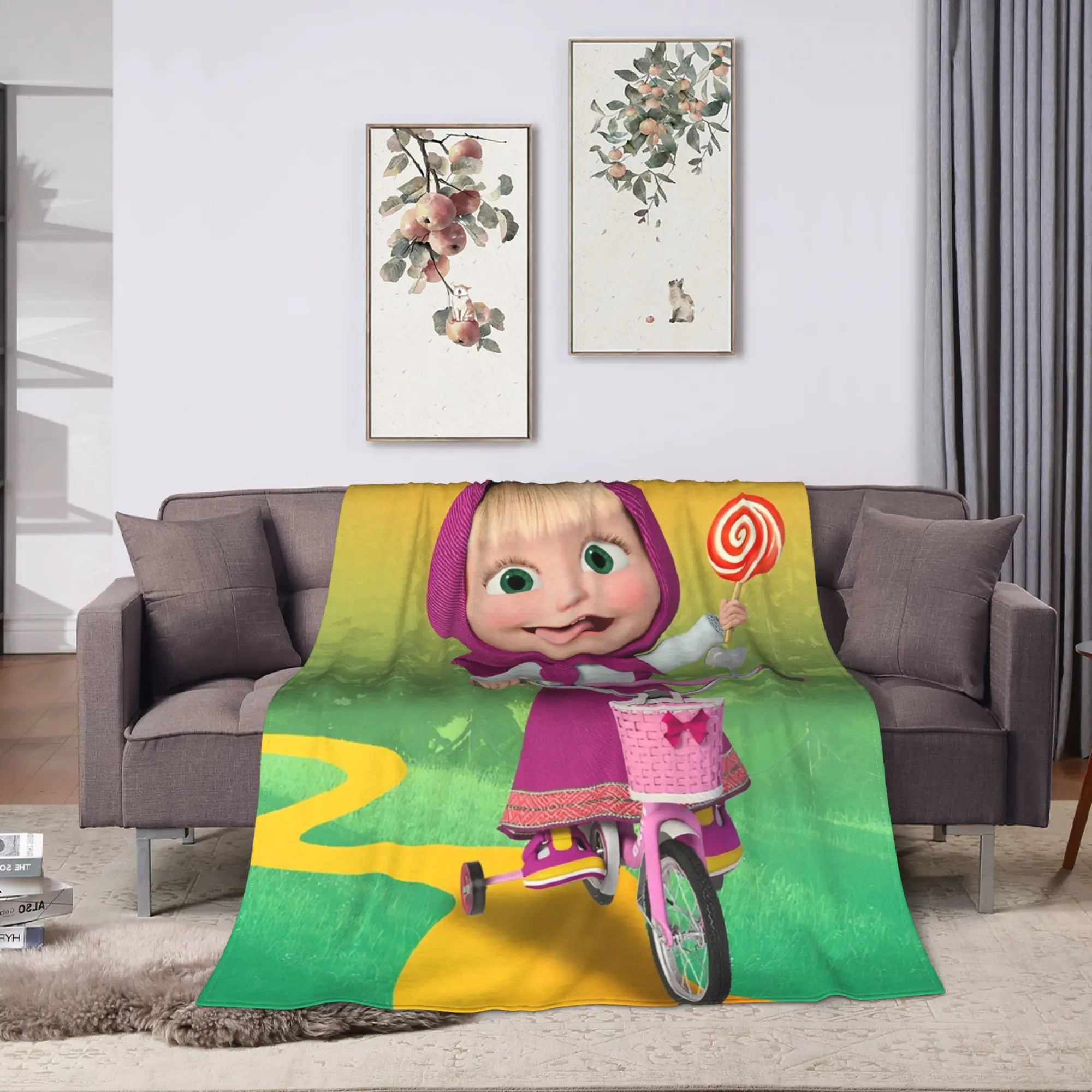 Cartoon M-Masha And Bear  Blanket Quality Warm Soft  Bedding Throws Winter Airplane Travel Home Decor Pattern Bedspread