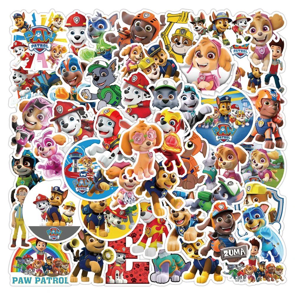 10/30/50PCS PAW Patrol Stickers Cartoon PVC Decals Toys DIY Decoration Waterproof Skateboard Luggage Phone Fridge Car Kids Gifts