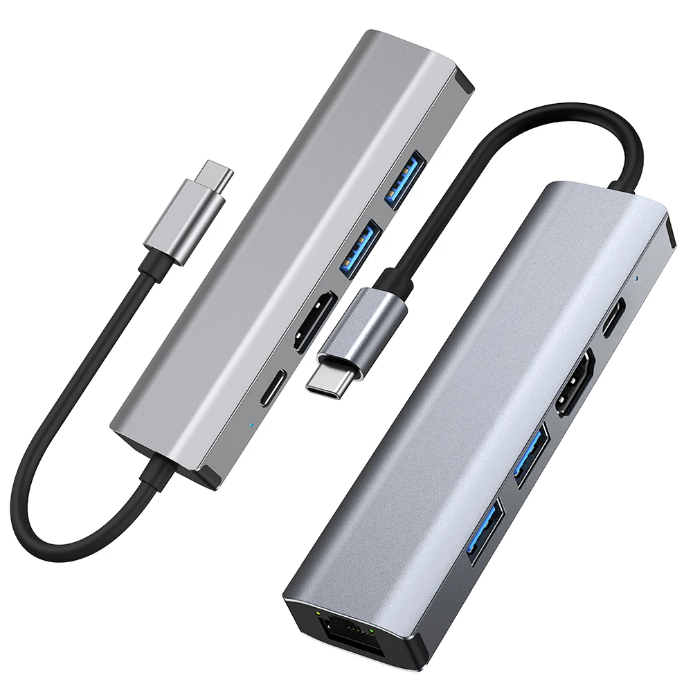 맥북 노트북 컴퓨터용 USB C 허브, 5 in 1, 4K HDMI 호환 USB C 동글, PD 100W 충전 USB C 도크, 2 USB-A, USB3.0, 5Gbps