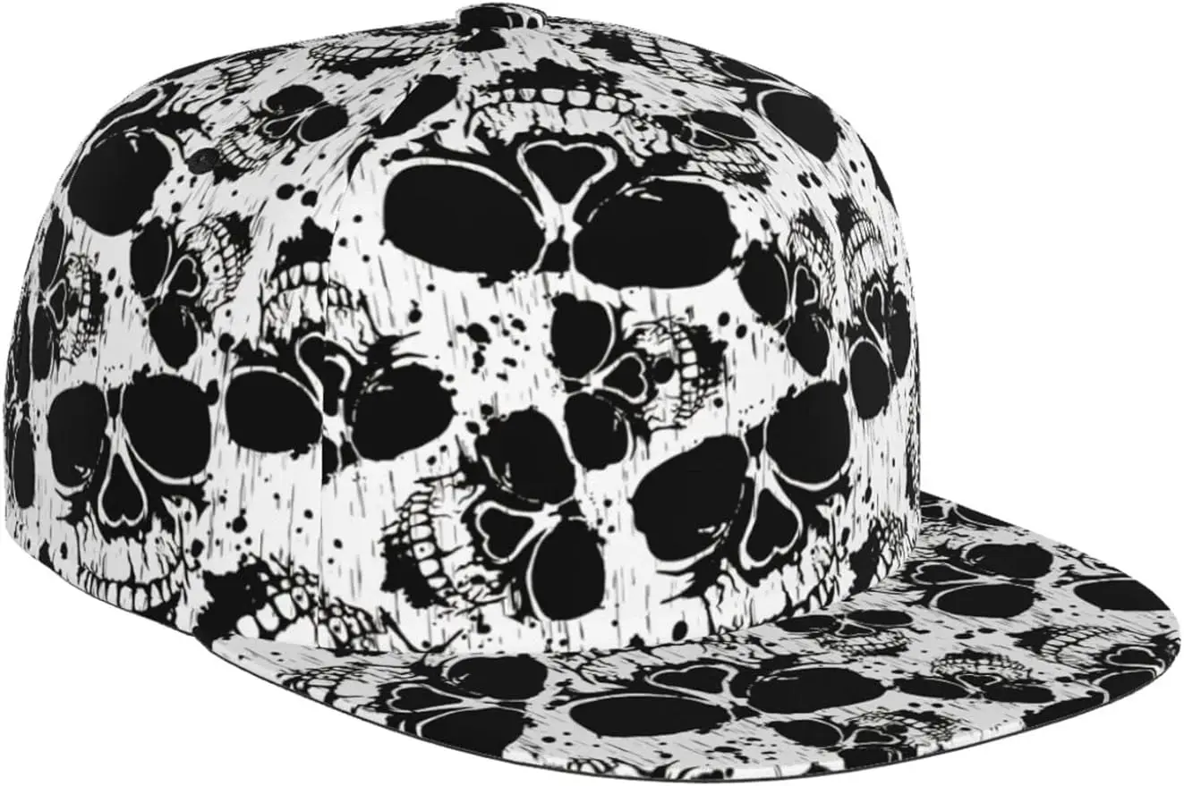 Skull Baseball Cap for Men Women Snapback Flat Bill Hip Hop Hat Baseball Hats