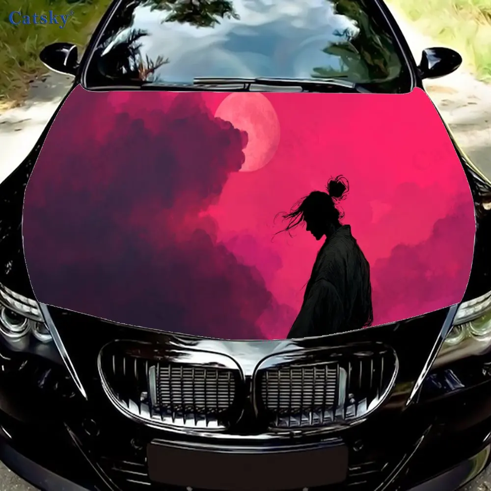 

Таинственный принт воина, наклейки на капот автомобиля, водонепроницаемая самоклеящаяся наклейка на капот автомобиля из ПВХ, защитные наклейки для украшения капота автомобиля