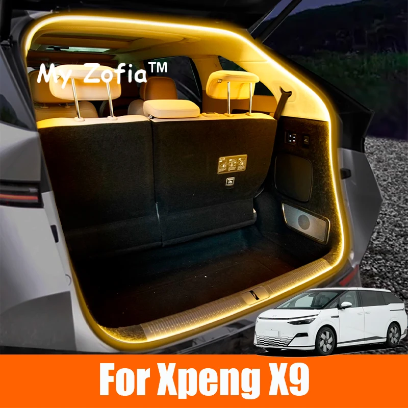 For Xpeng X9 2024 2025 2026 Car Rear Trunk LED Light Bar Strips Trunk Decorative Lamp Strip Luggage Atmosphere Light Accessories