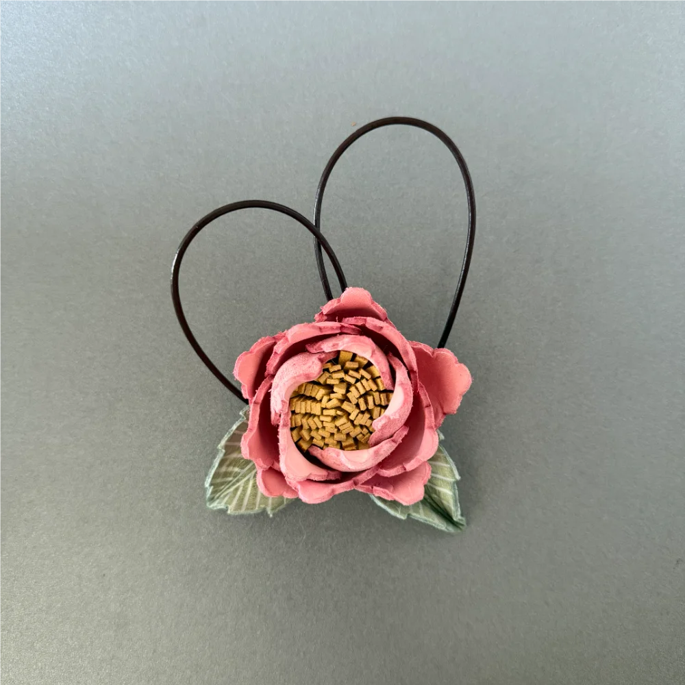 Cow Leather Peony Flower Bag Charm for Women Bag Fashion High-end Exquisite Workmanship Bag Decoration Bag Accessories