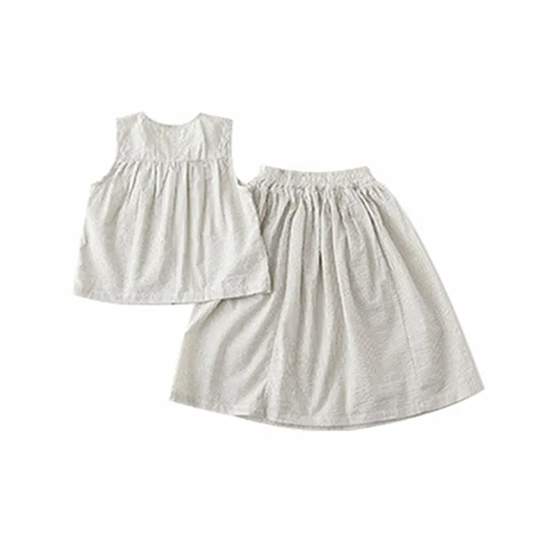 Sister Brother Matching Two Piece Outfits 2024 Summer Korean Children Twins Clothes Boys Shirt Shorts Suit Girls Vest Skirt Sets