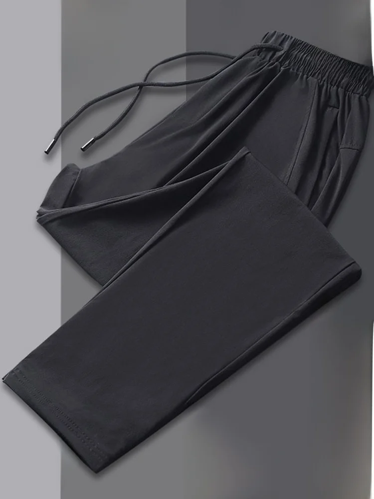 

Мужские летние спортивные брюки MK Ice Silk: новые, быстросохнущие, эластичные, с завышенной талией, для бега и фитнеса, свободного кроя, длинные