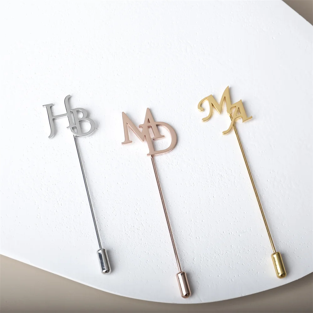 

Tangula Customize Lapel Pin for Groom Stainless Steel Mens Personalize Initials Shirt Collar Pin Wedding Jewelry Best Man Gifts