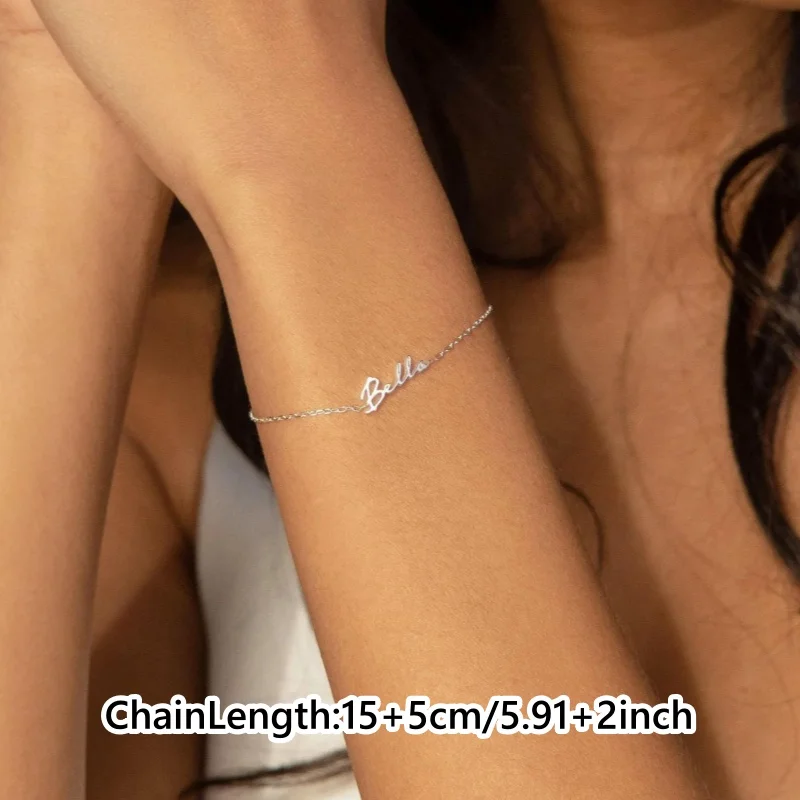 Dainty Cursive Nameplate Bracelet for Women