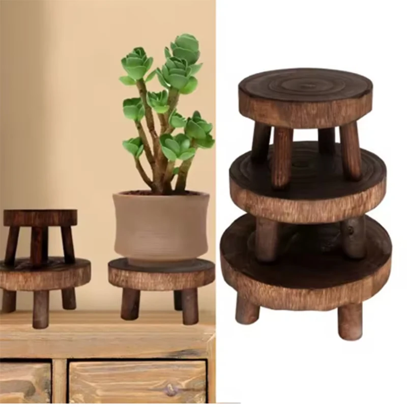 Creative Wooden Plant Storage Holder Green Durable Plant Holder Display Succulent Flower Pot Holder Home Garden Patio Decor