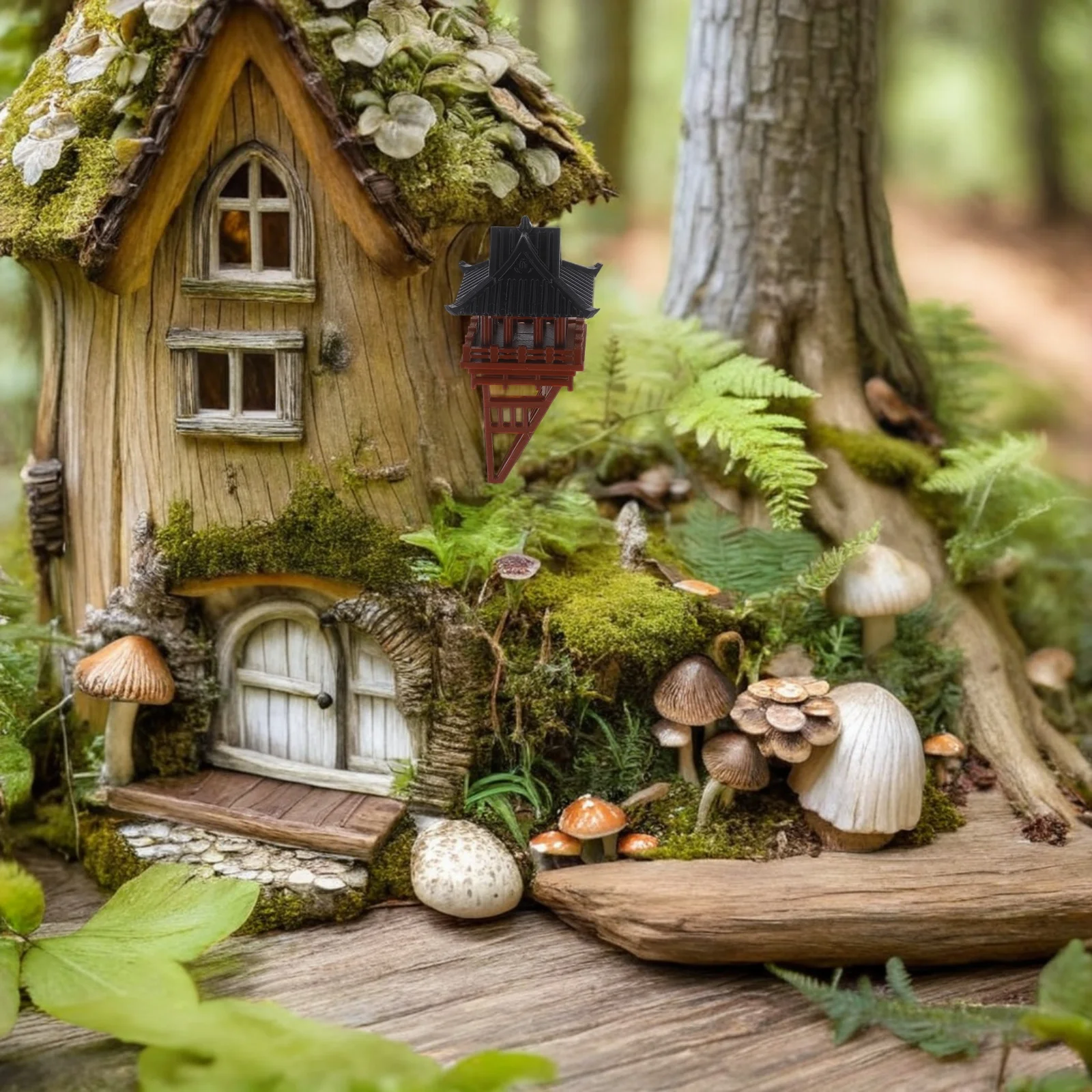 

Chinese Miniature Pavilion Ornament for Bonsai Garden - Vintage Floating Design with Hardwearing Construction Ideal Tabletop