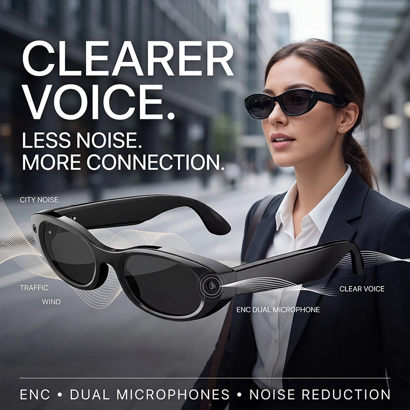 AI Smart Oval Glasses With Charging Case Camera Sunglasses Women Translation Video Recording Eyeglasses Voice Assistant Eyewear