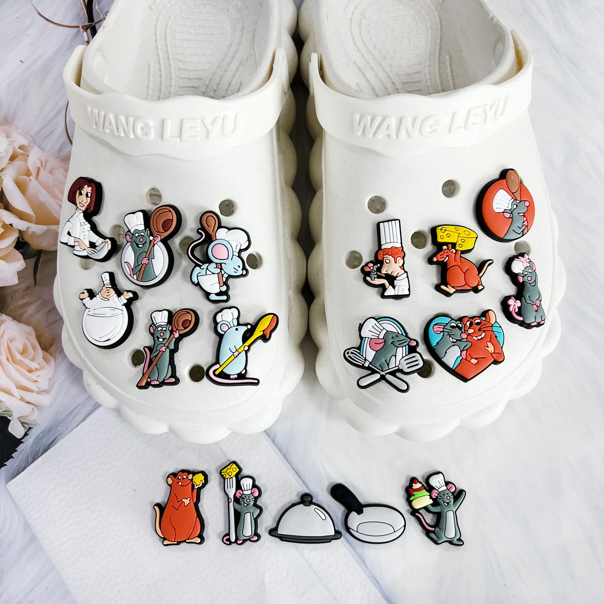 18-100PCS Kitchen Utensils Shoe Charms For Sandals,Shoe Decoration Accessories Shoe Pins Great Gift For Men Wom