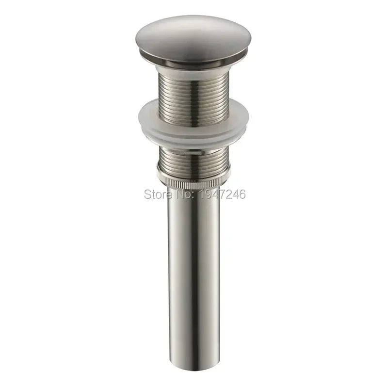 Brushed Nickel Pop-up Drain Without Overflow for Vessel Sink Tap Brass Pipe Waste Stopper Basin