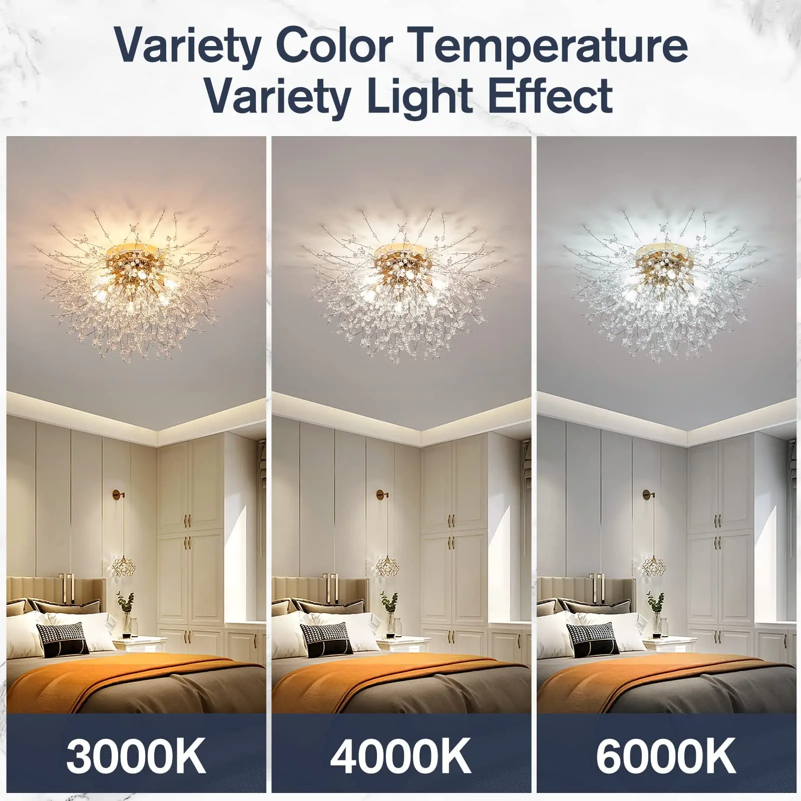 Nordic Modern Crystal LED Ceiling Light E27 Bulb Socket Living Room and Bedroom Dining Room Interior Decoration Pendant Light