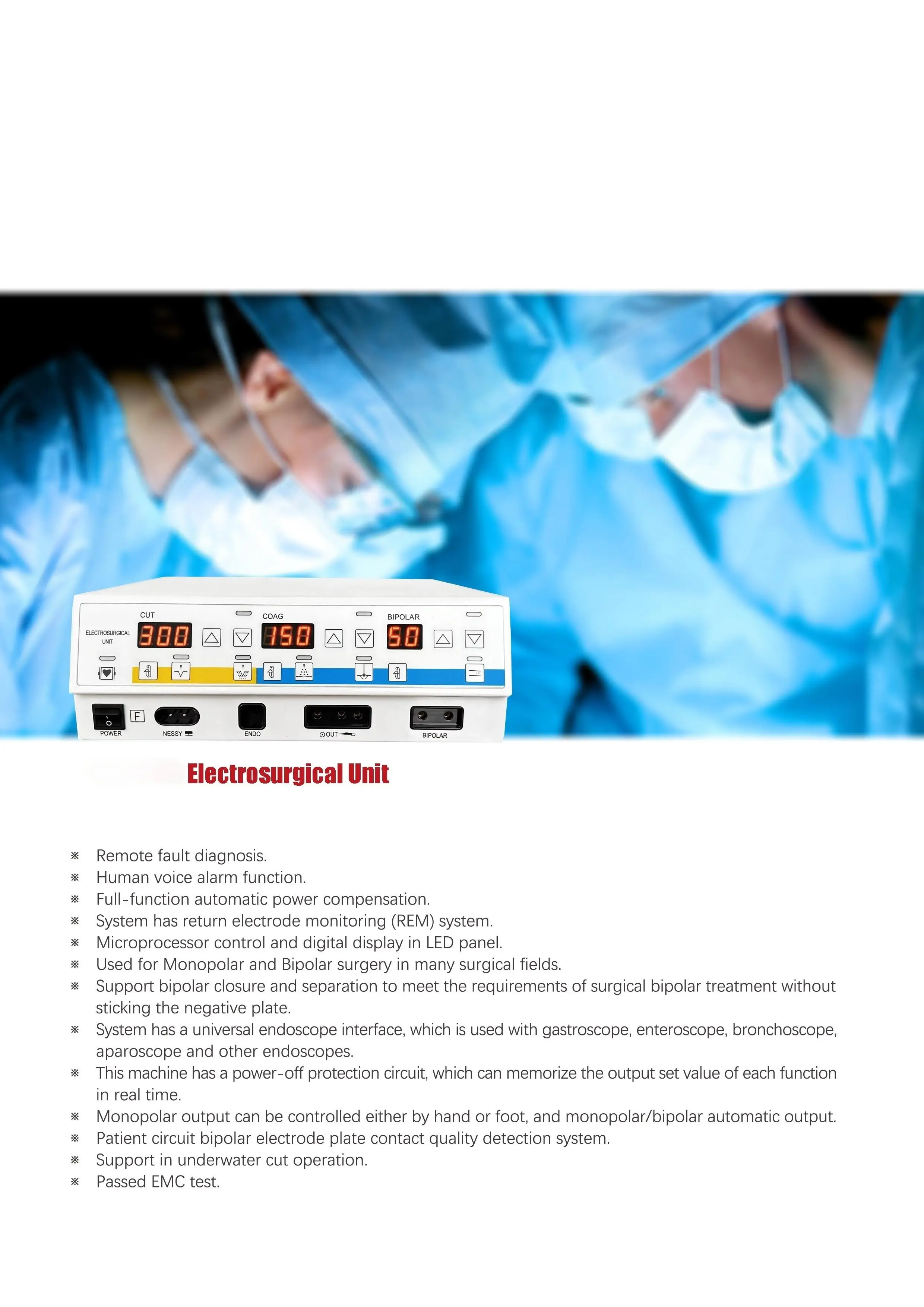 DM-M400 Full-function Automatic Digital LED Panel Display Monopolar And Bipolar Electrosurgical Generator