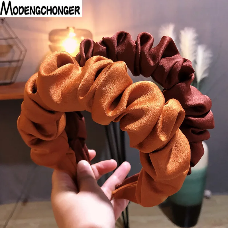 

Новая модная весенняя повязка для волос для женщин: индивидуальная плиссированная повязка, свежая однотонная повязка для взрослых, универсальный аксессуар для волос