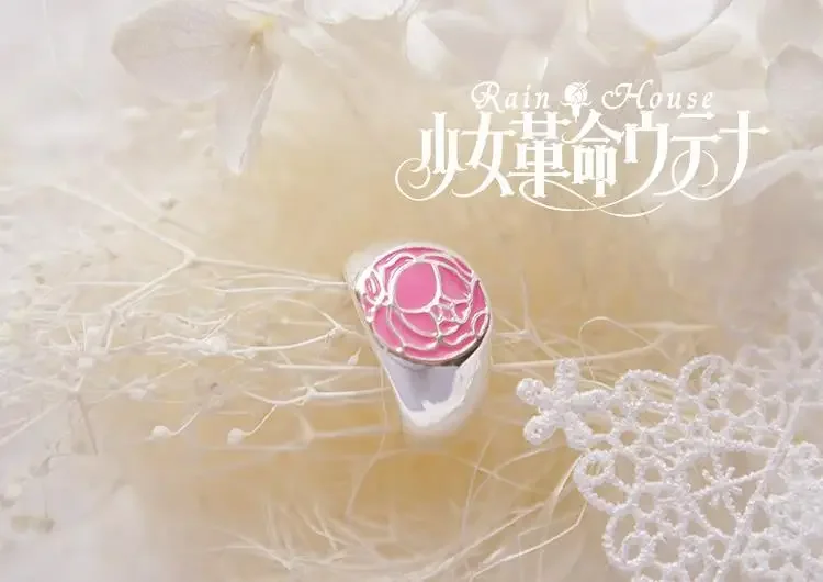 แหวนอะนิเมะ Utena สำหรับผู้หญิงปฏิวัติแหวนแฟชั่นเรียบง่ายเครื่องประดับคู่รักเปิดคู่สีเงิน anillos โลหะ