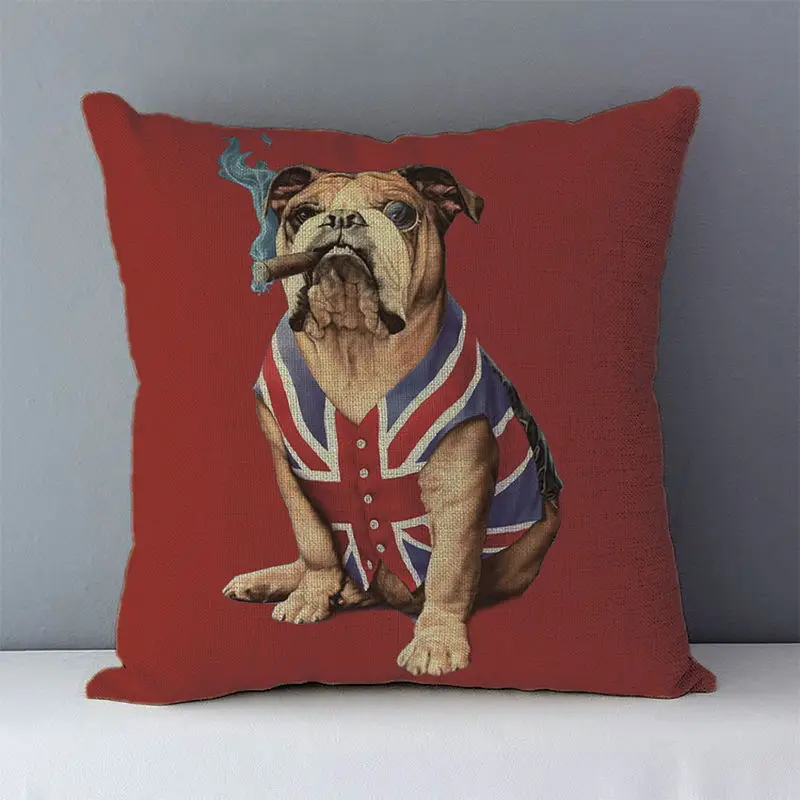 

Selected Hot sale dog Cushion Cover bulldog printed Cozy home decorative pillow 45x45cm quality cushions square plain pillowcase