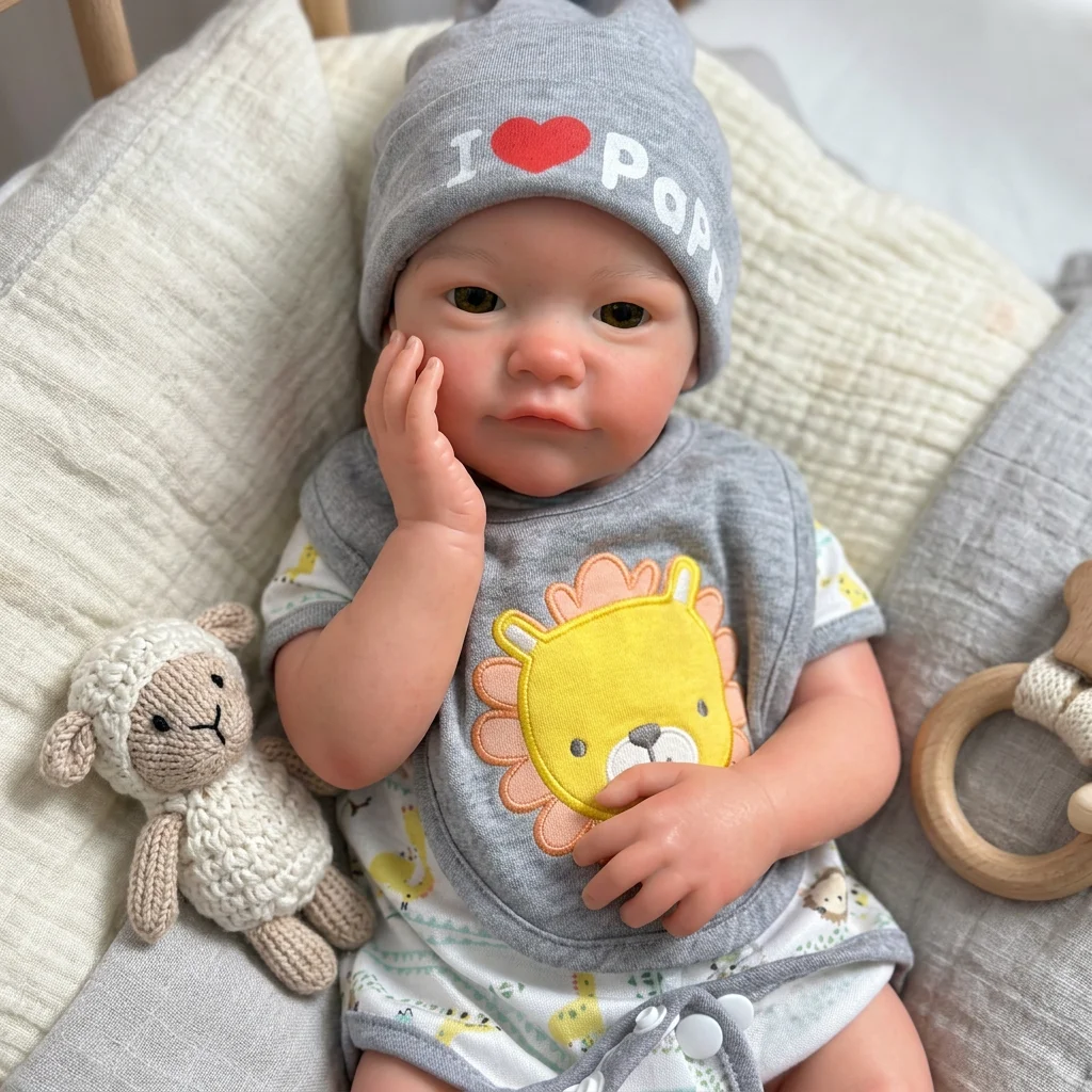 18 Inch August Full Body Silicone Reborn Girl Doll, Open‑Mouth Design, Lifelike Newborn Hand‑Painted Waterproof Collectible