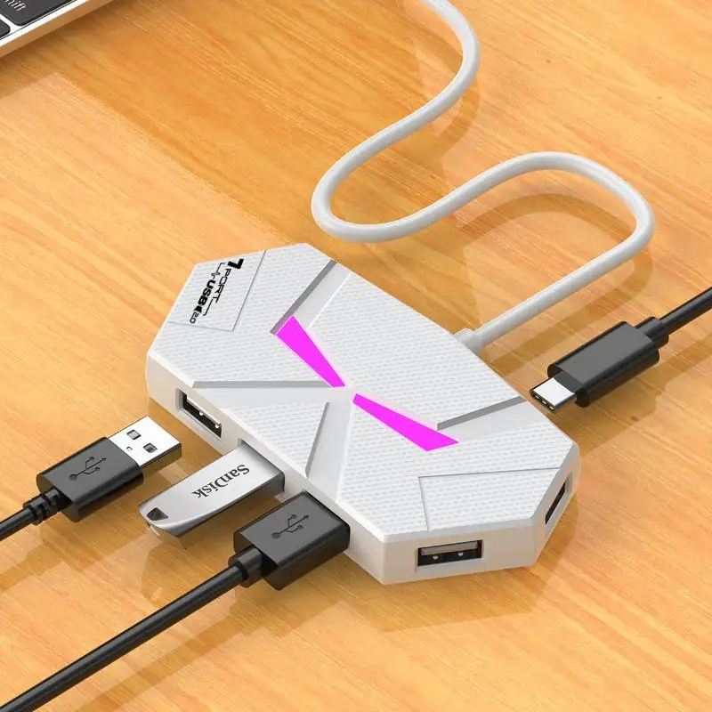 4/7 Ports USB 3.0 HUB 5Gbps: Docking Station Splitter OTG TYPE C Power