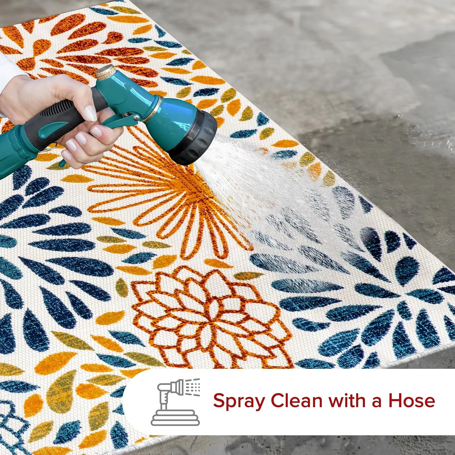 

Цветочный и пейсли 5x8 коврик для внутреннего и наружного использования для гостиной, патио, террасы, крыльца, кухни, синий/разноцветный