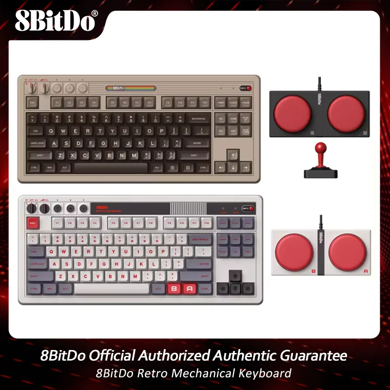 8Bitdo Retro Mechanical Keyboard Bluetooth 2.4G USB-C With 87 Keys,Dual Programmable Buttons For Windows Android Gaming Keyboard
