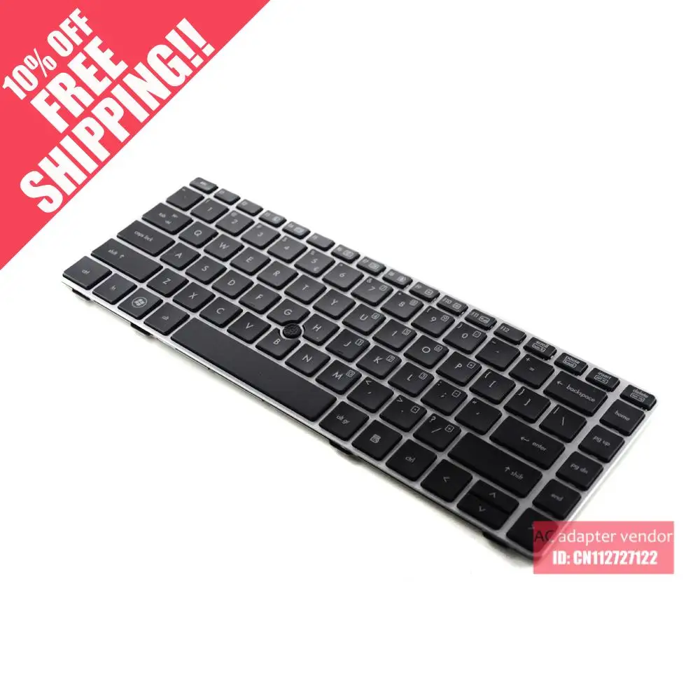 USED  English FOR HP 6460B 6465B 8460P 8460W laptop keyboard Silver frame