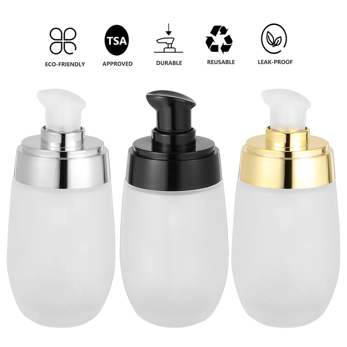 

3Pcs 50Ml Pump Bottles Refillable Portable Dispenser for Bathroom Kitchen Outdoor Use Storage Container Makeup Remover