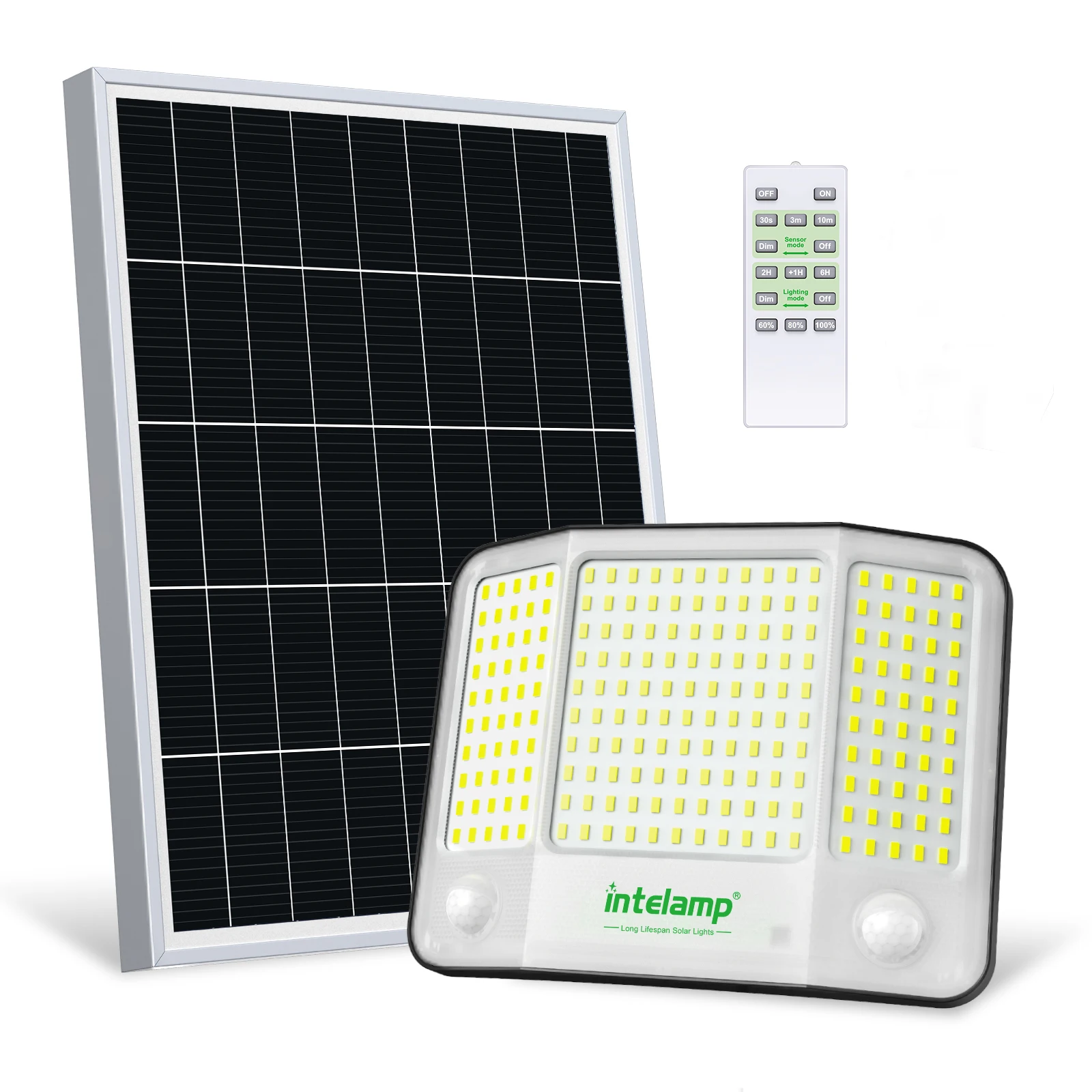 intelamp 12500mah Outdoor Solar Flood Lights Super Large Solar Panel Floodlight Security LED Spotlights For For Yard Backyard